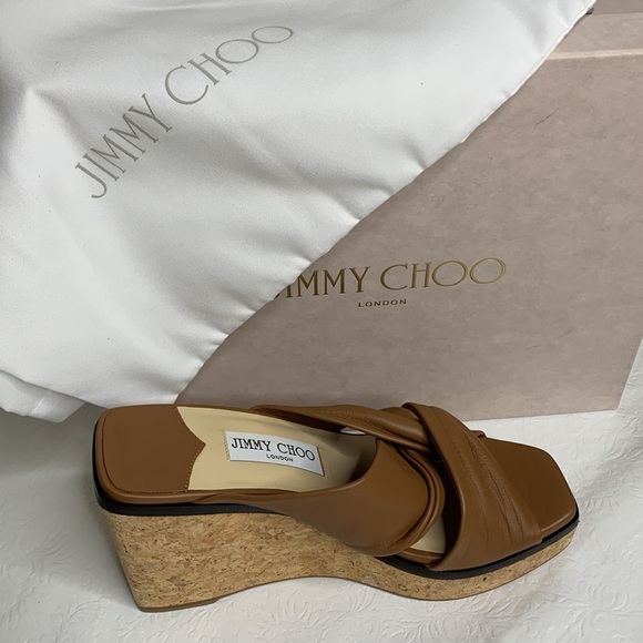 Jimmy Choo‎ Narisa 90 Nappa Leather Wedge Sandals - Picture 8 of 8